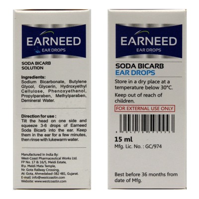 EARNEED SODA BICARB EAR DROPS 15ML