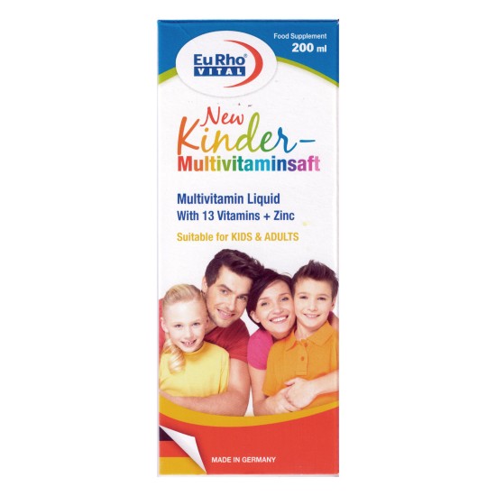 يورو فيتال كندر شراب ملتي فيتامين للأطفال والكبار 200 مل