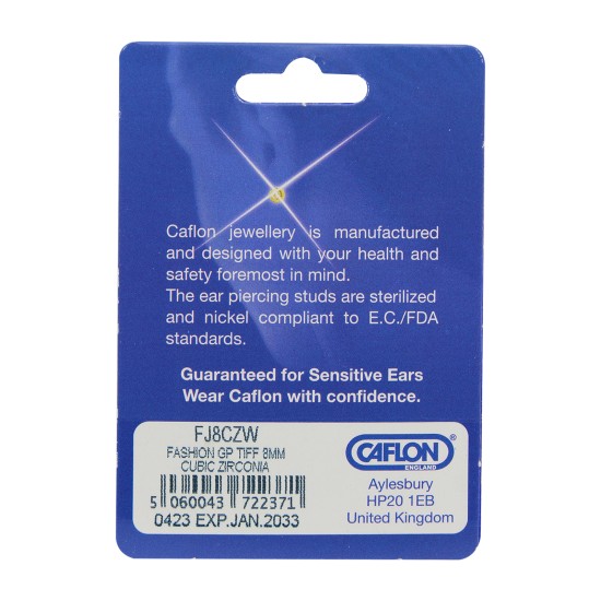 كافلون حلق فاشن زركون أبيض مكعب 8 ملم 