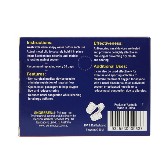 SNOREBEN SILICON MEDICAL DEVICE AUSTRALIA 2018